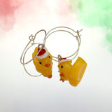 Christmas Rubber Duck Hoop Earrings