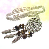 Tigers Eye Dream Catcher Necklace 22”