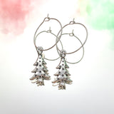 Simple Christmas Tree Hoop Earrings