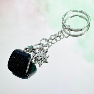 Blue Sandstone Crystal Christmas Keyring