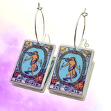 The World Tarot Card Hoop Earrings