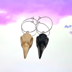 Crow Skull Hoop Earrings