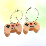 Peach Gamer Controller Hoop Earrings