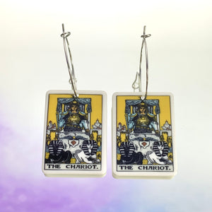 The Chariot Tarot Card Hoop Earrings