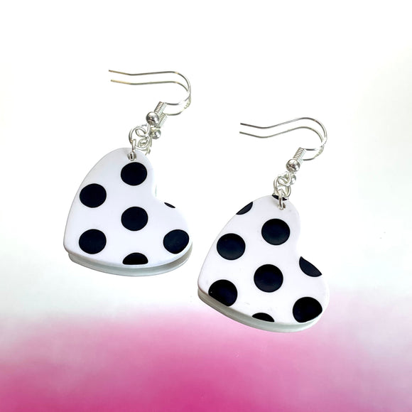 Polka Dot Heart Hook Earrings