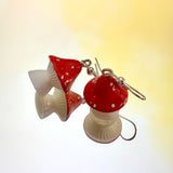 3D Mushroom Hook Earrings Various Colours