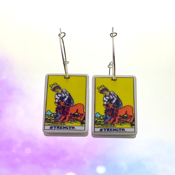 Strength Tarot Card Hoop Earrings