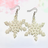 Glitter Snowflake Hook Earrings Various Colours