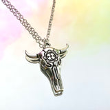 Ox Skull Necklace 18"