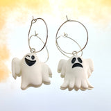 Happy Sad Ghost Hoop Earrings