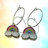 Rainbow Cloud Hoop Earrings