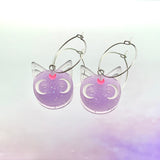 Purple Glitter Cat Hoop Earrings