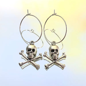 Skull & Cross Bone Hoop Earrings