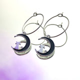 Black Moon & Cat Hoop Earrings