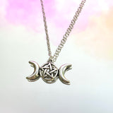 Moon Pentagram Necklace 18"