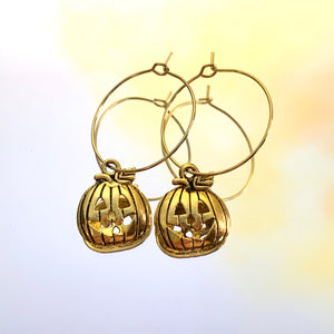 Gold Pumpkin Hoop Earrings