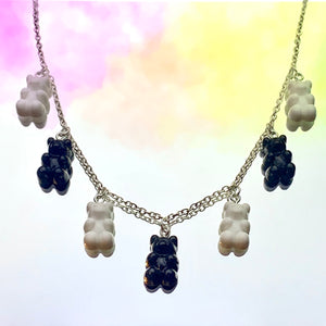 Black & White Gummy Bear Necklace 18”