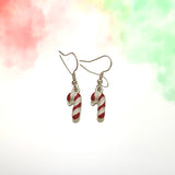 Red & White Candy Cane Hook Earrings