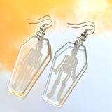 Clear Skeleton Coffin Hook Earrings