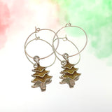 Autumn Christmas Tree Hoop Earrings