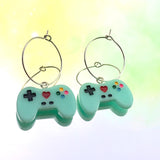 Blue Game Controller Hoop Earrings