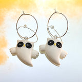 Owl Ghost Hoop Earrings