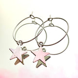 Silver Star Hoop Earrings