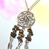 Tigers Eye Dream Catcher Necklace 22”