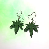 Green Ouid Leaf Hook Earrings