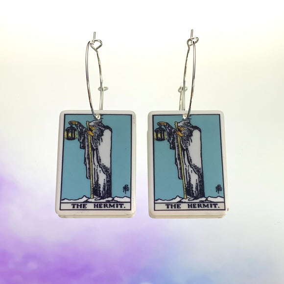 The Hermit Tarot Card Hoop Earrings