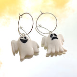 Happy Sad Ghost Hoop Earrings