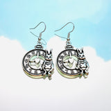 Clock & Rabbit Hook Earrings