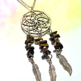 Tigers Eye Dream Catcher Necklace 22”