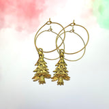 Simple Christmas Tree Hoop Earrings