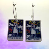 The Tower Tarot Card Hoop Earrings