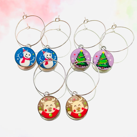 Funky Christmas Hoop Earrings