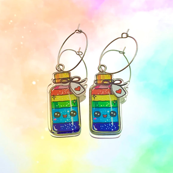 Love is Love Potion Hoop Earrings