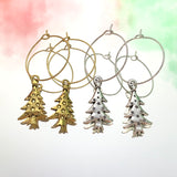 Simple Christmas Tree Hoop Earrings