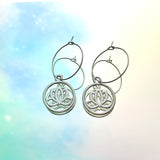 Lotus Flower Hoop Earrings