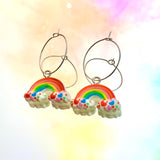 Heart Rainbow Hoop Earrings