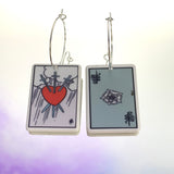 3 of Swords Tarot Card Hoop Earrings