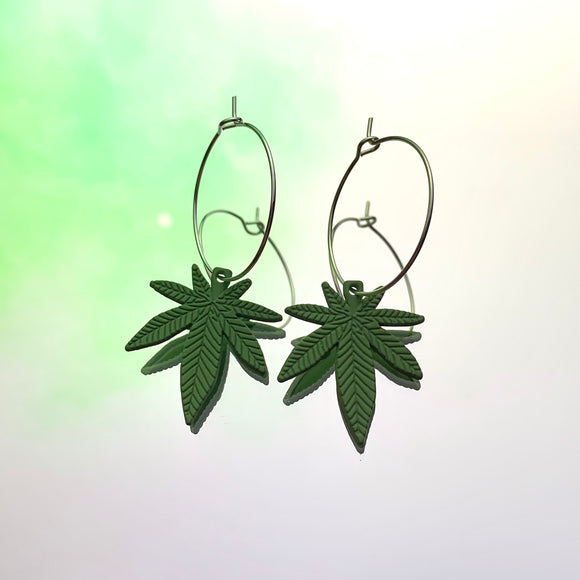 Green Ouid Hoop Earrings