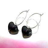 Black Heart Hoop Earrings