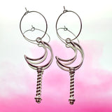 Moon Wand Hoop Earrings