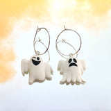 Happy Sad Ghost Hoop Earrings