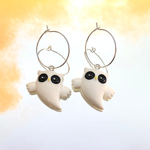 Owl Ghost Hoop Earrings