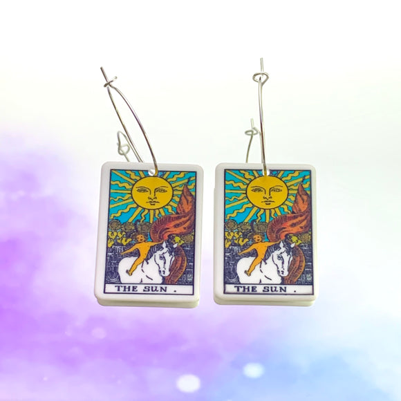 The Sun Tarot Card Hoop Earrings