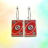 Uno Skip Card Hoop Earrings - Various Colours