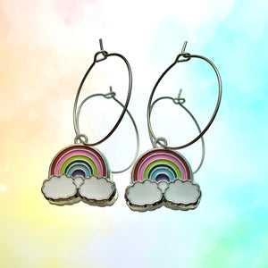 Rainbow Cloud Hoop Earrings