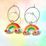 Heart Rainbow Hoop Earrings